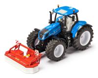 Siku New Holland T7.315 HD speelgoedtractor 1:32 metaal/kunststof blauw incl. frontgewicht motorkap kan worden geopend met trekhaak - thumbnail