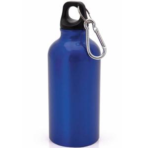 Aluminium waterfles/drinkfles - met schroefdop en karabijnhaak - blue - 400ml - Sportfles - Bidon