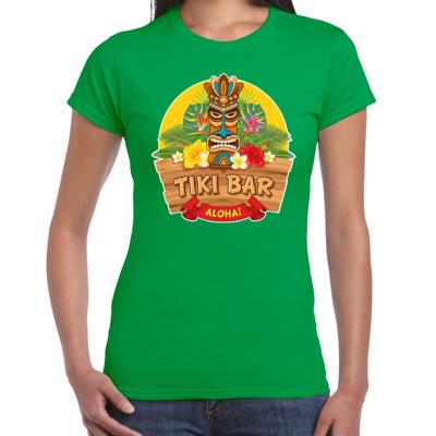 Hawaii feest t-shirt Tiki Bar Aloha - voor dames - groen - Party verkleedkleding - carnaval