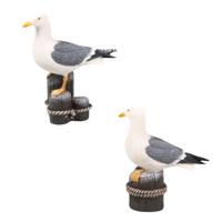 Meeuw beeld 2x - vogel - tuin beeldje - voor binnen/buiten - 18x8x20 cm - dieren tuinbeelden