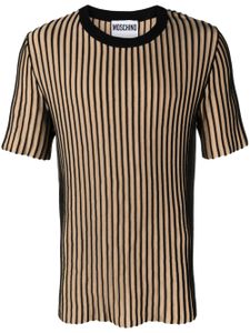 Moschino 3D-striped cotton T-shirt - NEUTRALS