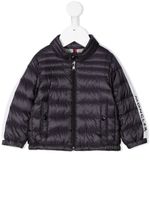 Moncler Enfant doudoune à bandes logo - Bleu - thumbnail