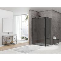 Van Rijn Products ST06 Softclose schuifdeur met 8mm rookglas 138.5x200cm voor combinatie met wand inclusief greep zwart ST06350140ZWGR Van Rijn Products ST06 Softclose schuifdeur met 8mm rookglas 138.5x200cm voor combinatie met wand inclusief greep zwart ST06350140ZWGR