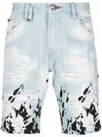 Philipp Plein short en jean à effet usé - Bleu - thumbnail