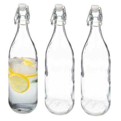5Five Beugelfles/weckfles - 3x - glas - transparant - luchtdicht - 1 liter - waterfles - limonade