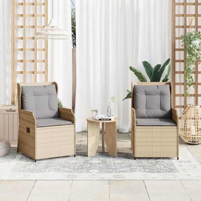 Tuinbank met kussen 2 pcs Beige Poly riet