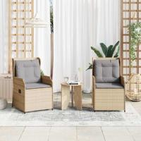 Tuinbank met kussen 2 pcs Beige Poly riet