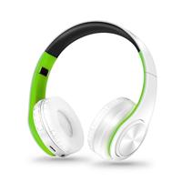 Koptelefoon Bluetooth headset oortelefoon draadloze koptelefoon stereo opvouwbare sport oortelefoon microfoon headset handsfree MP3-speler (wit groen)