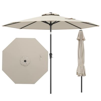 270 cm Grote Terrasparasol Kantelbare Marktscherm met Zwengel Zonbestendige Tafelparasol Parasol voor Tuin Strand Zwembad