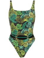 Amir Slama maillot de bain nervuré à imprimé tropical - Vert - thumbnail