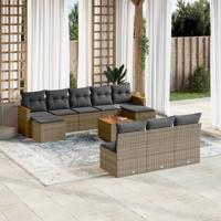 11-delige Loungeset met kussens poly rattan grijs
