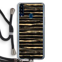 Gouden strepen: Samsung Galaxy A20s Transparant Hoesje met koord