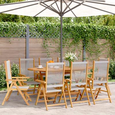 Tuinstoelen 8 st verstelbaar massief acaciahout grijs