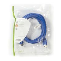 Nedis CCGP61010BU30 USB-kabel 3.2 Gen 1 USB-A male-USB-A female 3m blauw - thumbnail