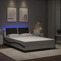Bedframe met LED-verlichting kunstleer wit en zwart 140x200 cm