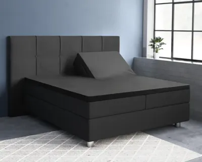 Primaviera Deluxe Splittopper Satijn Hoeslaken Zwart 160 x 200 cm