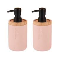 Luxe zeeppompje/dispenser Lotions - 2x - mat roze - polyresin - 18 x 8 cm - 300 ml