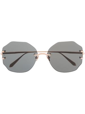 Linda Farrow lunettes de soleil Lisette à monture géométrique - Or
