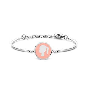 CO88 Collection Zodiac 8CB 90327 Stalen Armband met Hanger - Sterrenbeeld Maagd 15 mm - One-size - Zilverkleurig / Pastel Roze