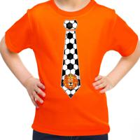 Oranje supporter T-shirt voor meisjes - voetbal stropdas - oranje - EK/WK voetbal - Nederland