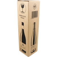 SendProof® Wijnverzenddoos | golfkarton | 105x105x420mm | 1 fles | bruin/zwart | 20 stuks