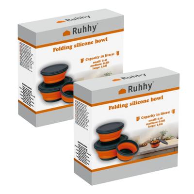 Ruhhy Opvouwbare schaaltjes - 2x stuks - siliconen - kommetjes/bakjes - 3 maten