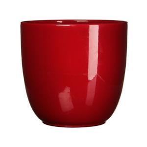 Mica Decorations Plantenpot - rood - glans - keramiek - D12 x H11 cm - bloempot