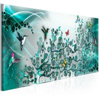 Schilderij - Dans van de Kolibrie ,Turquoise