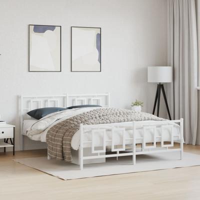 Bedframe met hoofd- en voeteneinde metaal wit 150x200 cm