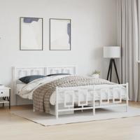 Bedframe met hoofd- en voeteneinde metaal wit 150x200 cm
