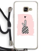 Zwart-wit cactus: Samsung Galaxy A3 (2016) Transparant Hoesje met koord