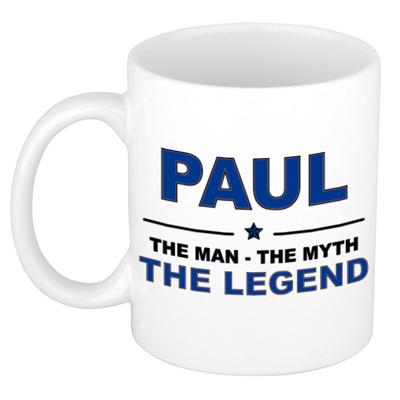 Paul cadeau mok - man myth legend - naam koffiemok / beker - wit en blauw - 300 ml Paul cadeau mok - man myth legend - naam koffiemok / beker - wit en blauw - 300 ml