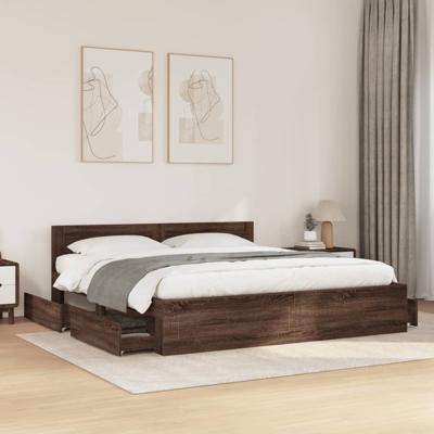 Bedframe met hoofdeinde bewerkt hout bruineikenkleur 200x200 cm