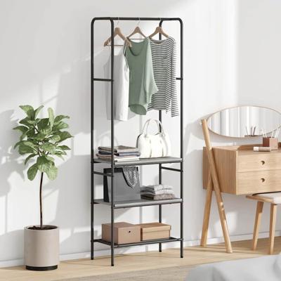 Kledingrek met planken met plank Grijs sonoma 60 x 30 x 171 cm