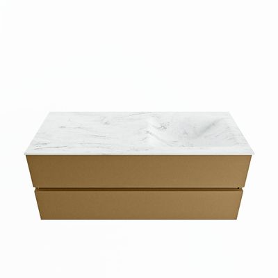 MONDIAZ VICA-DLUX 120cm badmeubel onderkast Oro 2 lades. Inbouw wastafel CLOUD rechts zonder kraangat, kleur Opalo.