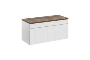 Comad Iconic White badkamermeubel 100cm met eiken toppaneel wit mat