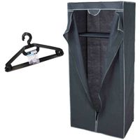 Set van mobiele kledingkast met kledinghangers - opvouwbaar - grijs - Campingkledingkasten - thumbnail