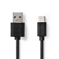 USB-Kabel | USB 2.0 | USB-A Male | USB-C Male | 2.5 W | 480 Mbps | Vernikkeld | 1.00 m | Rond | PVC | Zwart