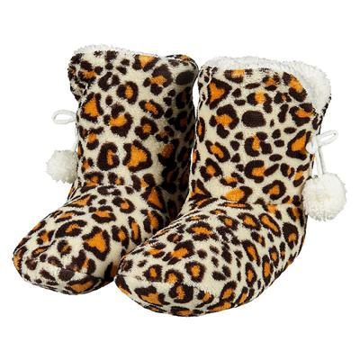 Hoge sloffen/pantoffels - Dieren luipaard print - dames - Pluche - dierensloffen panterprint