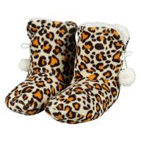 Hoge sloffen/pantoffels - Dieren luipaard print - dames - Pluche - dierensloffen panterprint