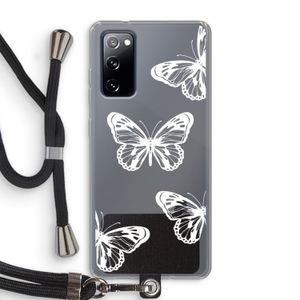 White butterfly: Samsung Galaxy S20 FE / S20 FE 5G Transparant Hoesje met koord