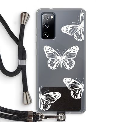 White butterfly: Samsung Galaxy S20 FE / S20 FE 5G Transparant Hoesje met koord