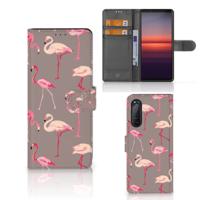 Sony Xperia 5II | Telefoonhoesje | Met pasjeshouder | Flamingo