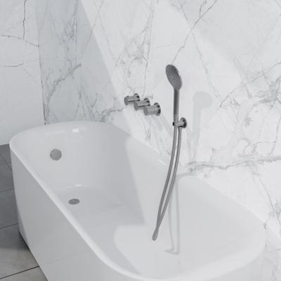 Fortifura Nebbio Badcombinatie-set - thermostaatkraan - inbouwdeel - inbouw uitbreiding - wandaansluitbocht - metalen doucheslang - ronde handdouche - badafvoer opbouw - geborsteld RVS PVD (RVS) SW1183066 SW1183076 SW1183079 SW542645 SW706208 SW