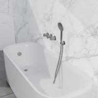 Fortifura Nebbio Badcombinatie-set - thermostaatkraan - inbouwdeel - inbouw uitbreiding - wandaansluitbocht - metalen doucheslang - ronde handdouche - badafvoer opbouw - geborsteld RVS PVD (RVS) SW1183066 SW1183076 SW1183079 SW542645 SW706208 SW