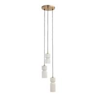 PTMD Zhen White embossed rib glass multi hanging lamp