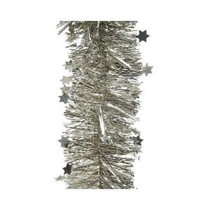 6x Champagne sterren kerstslingers 10 x 270 cm kerstboom