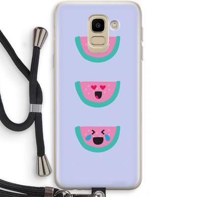 Smiley watermeloen: Samsung Galaxy J6 (2018) Transparant Hoesje met koord