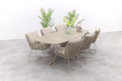 4SO Fabrice/Prado deens ovale tuinset (7-delig) - Latte