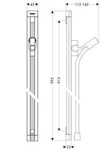 Hansgrohe Raindance Glijstang 90cm. Met Isiflex B Doucheslang 160cm. Chroom